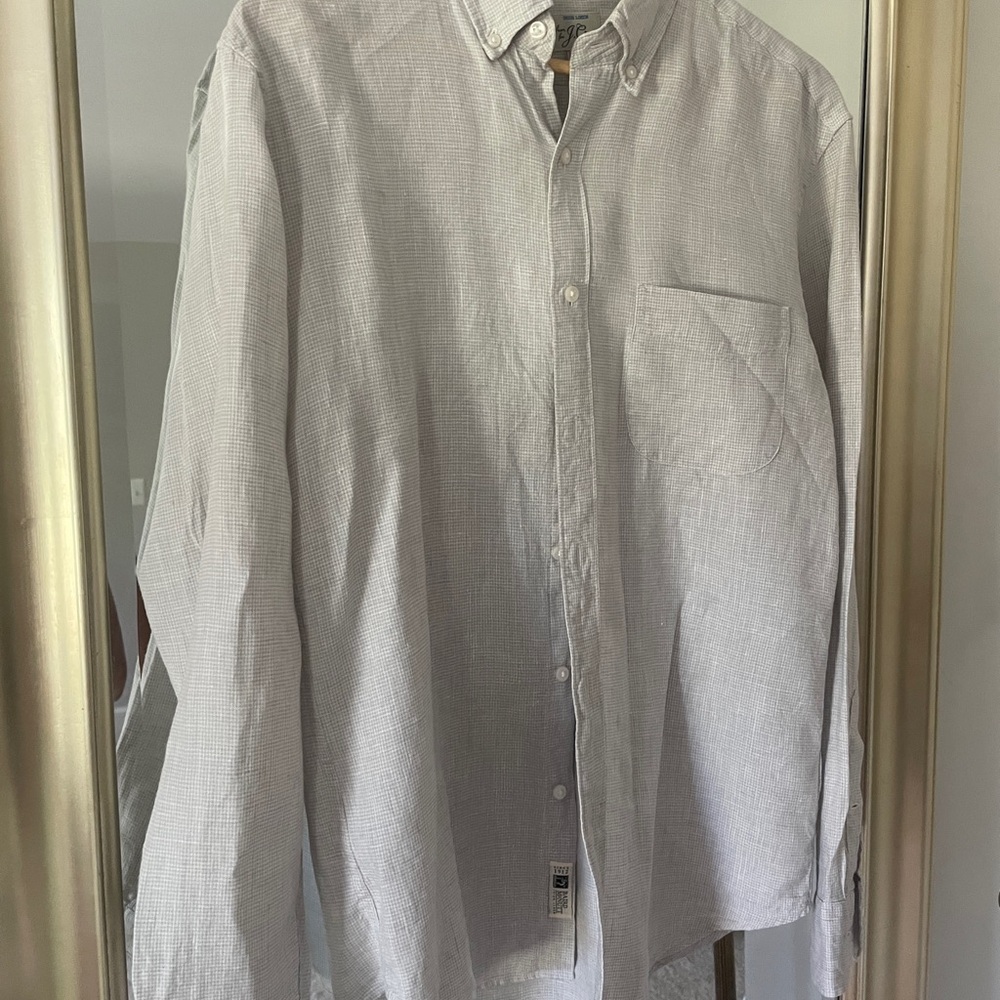J. Crew Gray Linen Casual Button Down Shirt